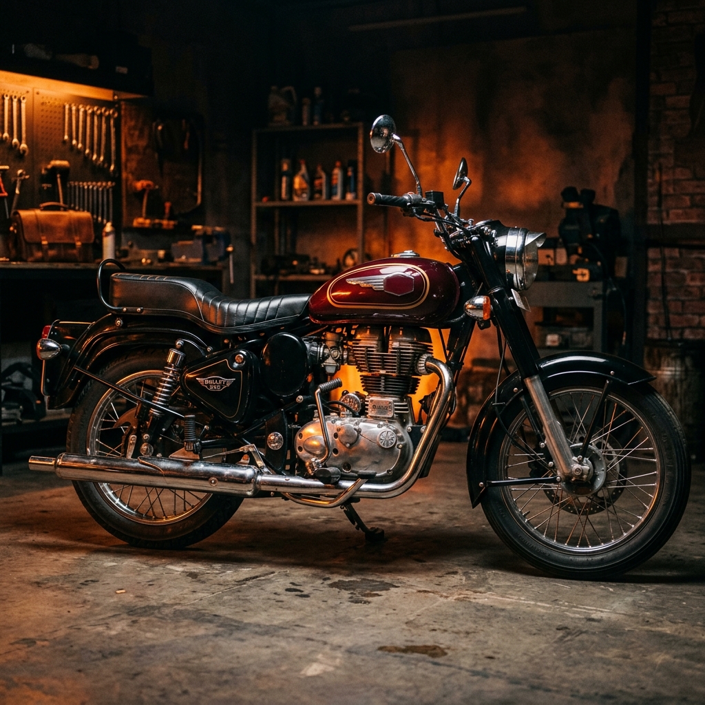Royal Enfield Bullet repair and service at Classic Automobiles Garage, Gota Ahmedabad